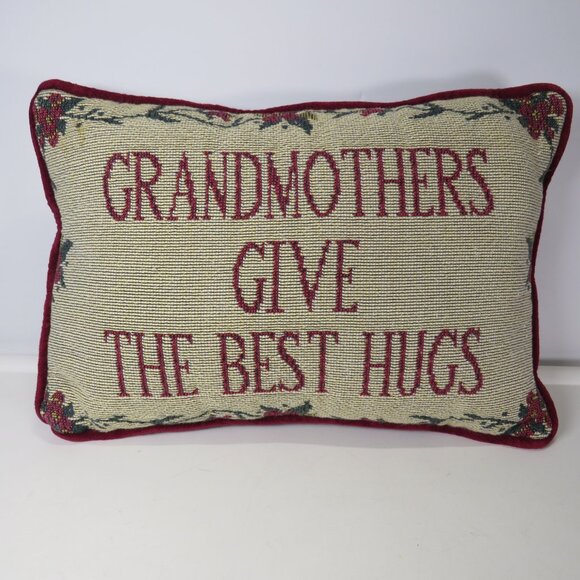 Grandmothers Give the Best Hugs (velvet style back) 11" long Burgundy Maroon - Picture 1 of 5